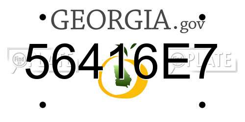 56416E7 Georgia License Plate