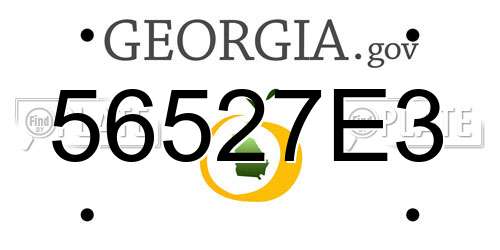 56527E3 Georgia License Plate