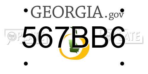 567BB6 Georgia License Plate