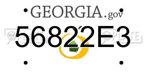 56822E3 Georgia License Plate