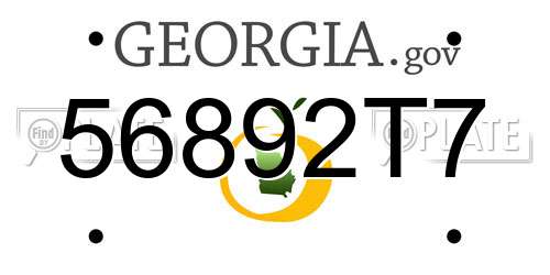56892T7 Georgia License Plate