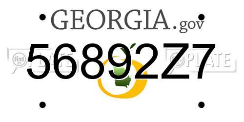 56892Z7 Georgia License Plate
