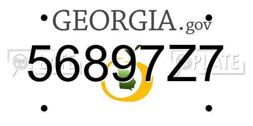 56897Z7 Georgia License Plate