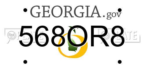 568OR8 Georgia License Plate