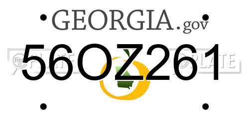 56OZ261 Georgia License Plate