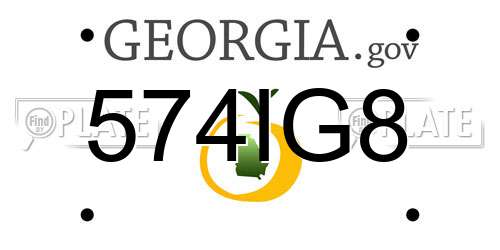 574IG8 Georgia License Plate