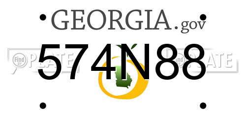 574N88 Georgia License Plate