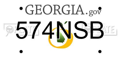 574NSB Georgia License Plate