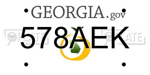 578AEK Georgia License Plate