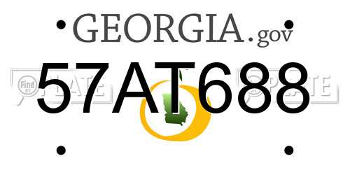 57AT688 Georgia License Plate