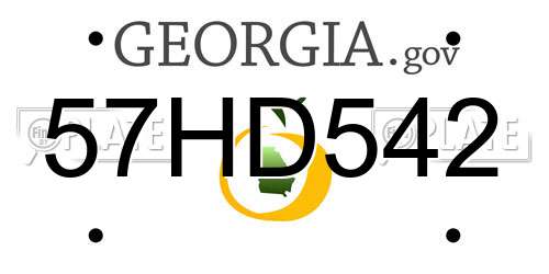 57HD542 Georgia License Plate