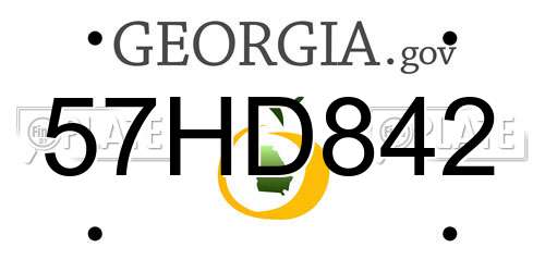 57HD842 Georgia License Plate