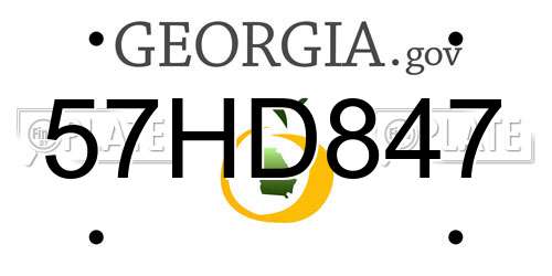 57HD847 Georgia License Plate