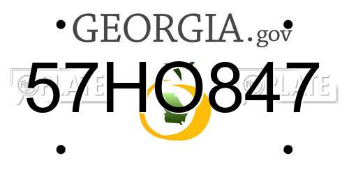 57HO847 Georgia License Plate