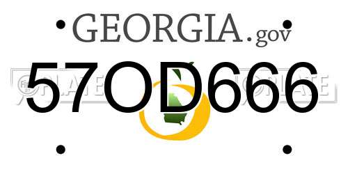 57OD666 Georgia License Plate
