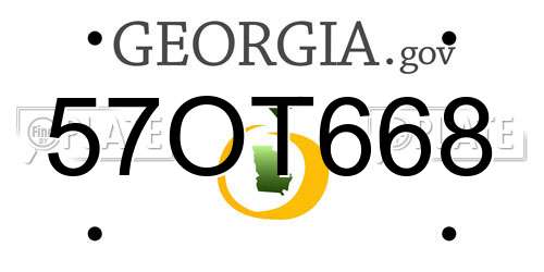 57OT668 Georgia License Plate