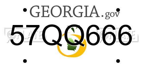 57QQ666 Georgia License Plate