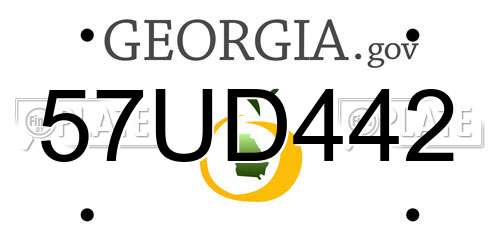 57UD442 Georgia License Plate