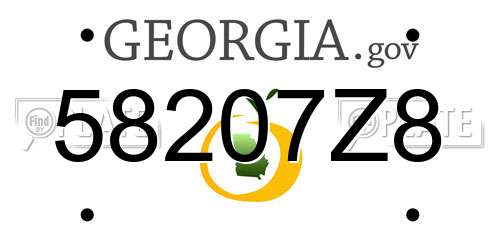 58207Z8 Georgia License Plate