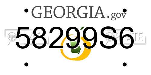 58299S6 Georgia License Plate
