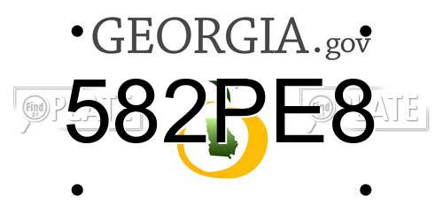 582PE8 Georgia License Plate