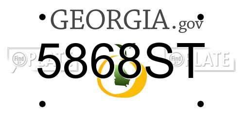 5868ST Georgia License Plate