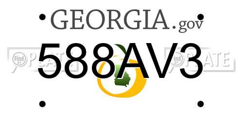 588AV3 Georgia License Plate