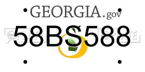 58BS588 Georgia License Plate