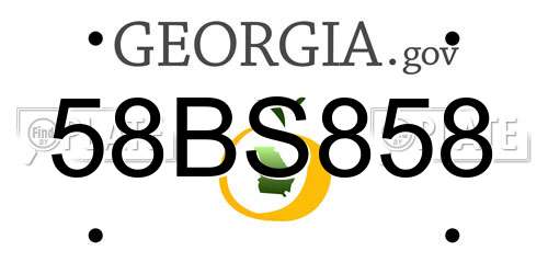 58BS858 Georgia License Plate