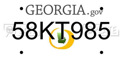 58KT985 Georgia License Plate