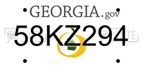 58KZ294 Georgia License Plate