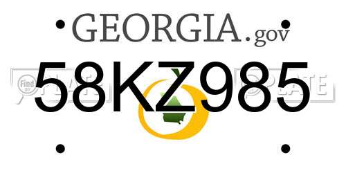 58KZ985 Georgia License Plate