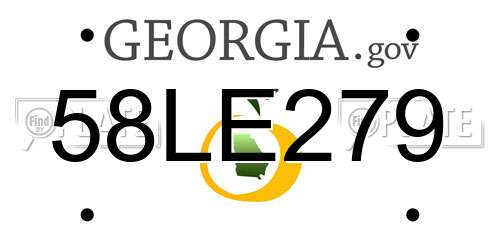 58LE279 Georgia License Plate