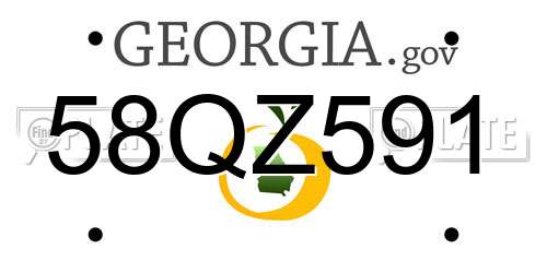 58QZ591 Georgia License Plate