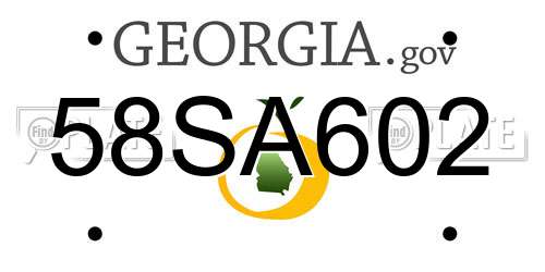 58SA602 Georgia License Plate