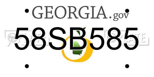 58SB585 Georgia License Plate