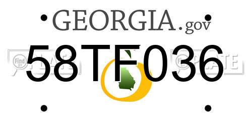 58TF036 Georgia License Plate