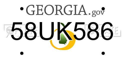 58UK586 Georgia License Plate