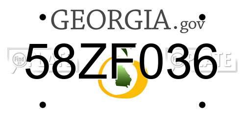 58ZF036 Georgia License Plate