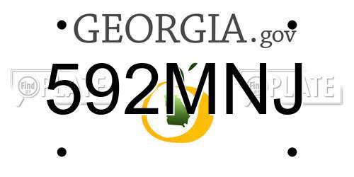 592MNJ Georgia License Plate
