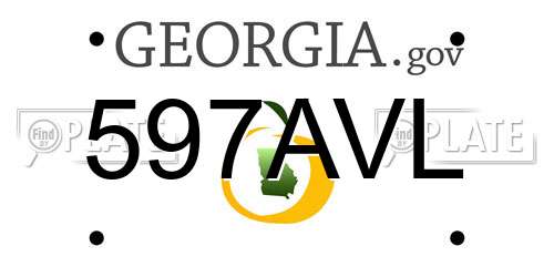 597AVL Georgia License Plate