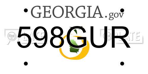 598GUR Georgia License Plate