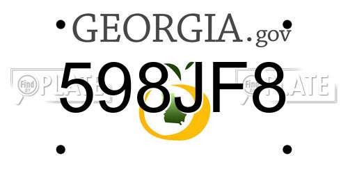 598JF8 Georgia License Plate