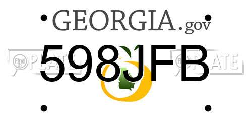598JFB Georgia License Plate