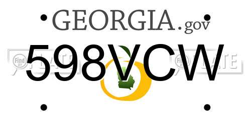 598VCW Georgia License Plate