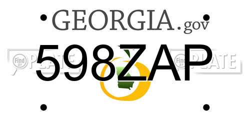 598ZAP Georgia License Plate