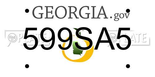 599SA5 Georgia License Plate