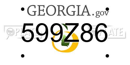 599Z86 Georgia License Plate