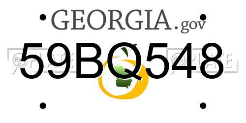 59BQ548 Georgia License Plate