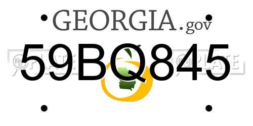59BQ845 Georgia License Plate